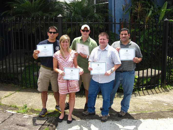 Graduation, 14 Sept 2012, L-R: SSgt Elmer Quijada, Capt Jennifer Nash, CW2 John Radford, Maj Shawn Keller, SSG Pedro Soto